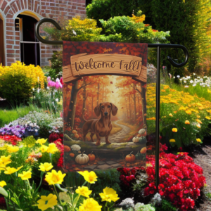 Welcome Fall Dachshund Garden Flag