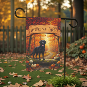 Welcome Fall Black Labrador Retriever Garden Flag