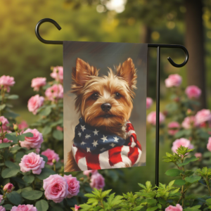 American Flag Yorkshire Terrier Garden Flag