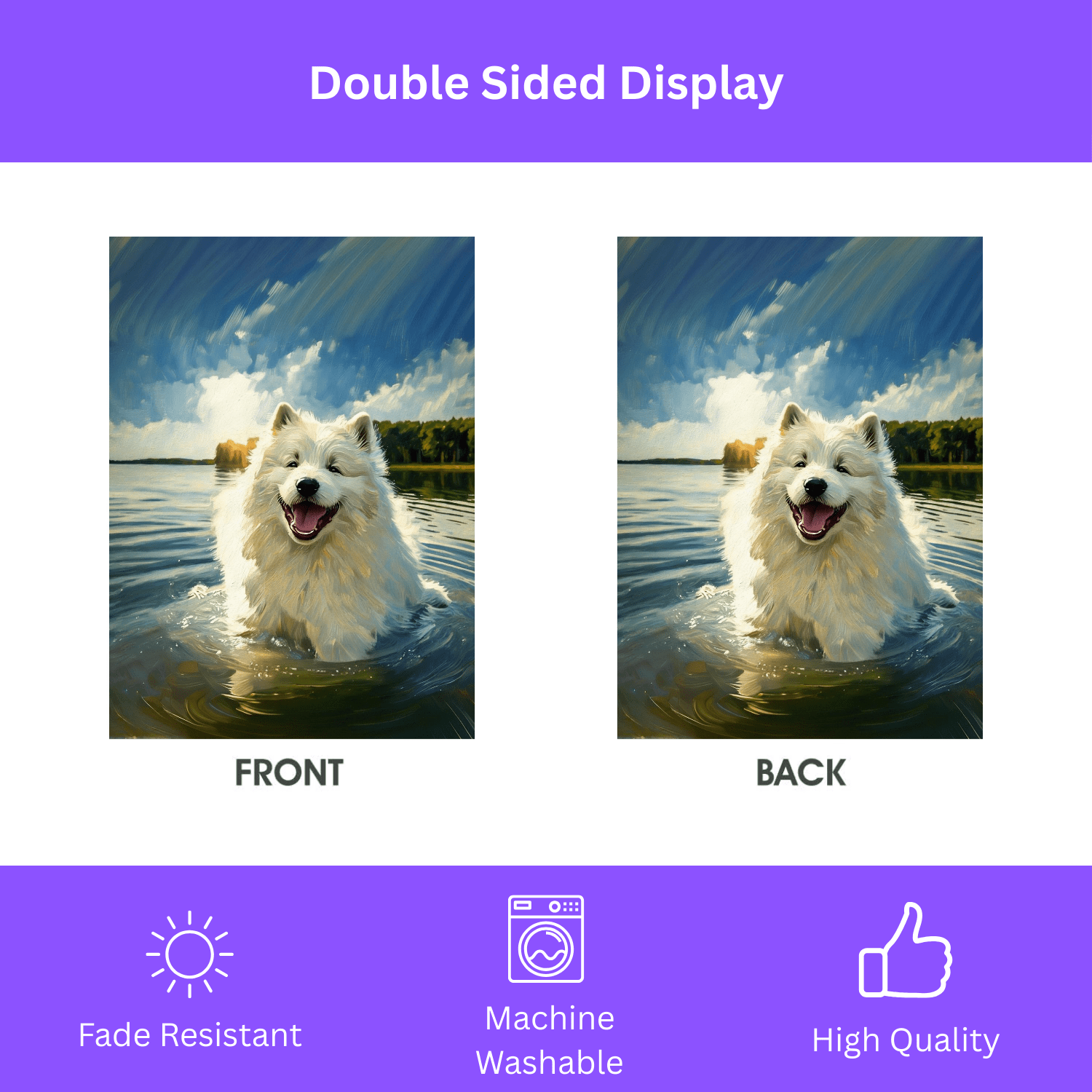 Samoyed Water Adventure Garden Flag - Image 2