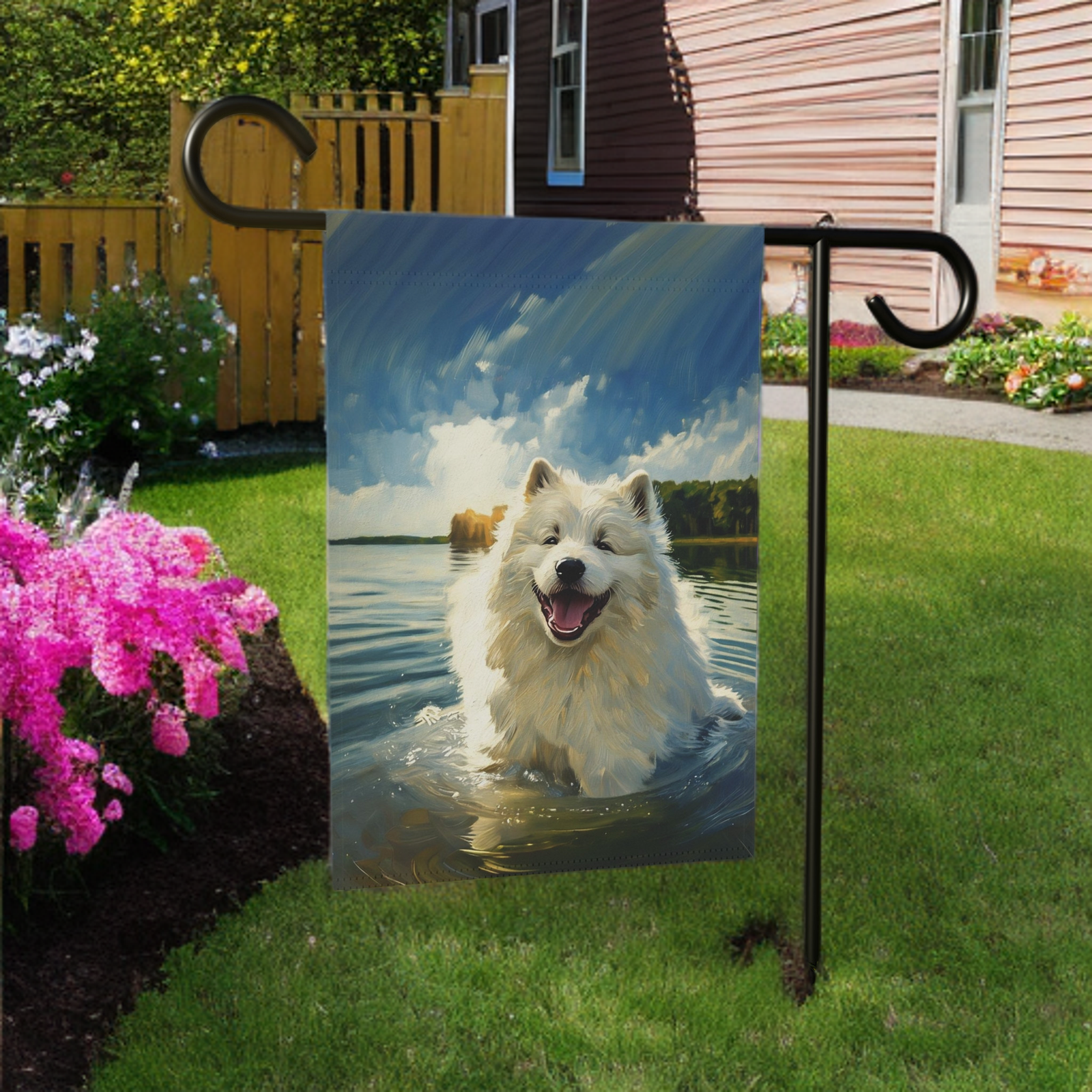Samoyed Water Adventure Garden Flag - Image 5