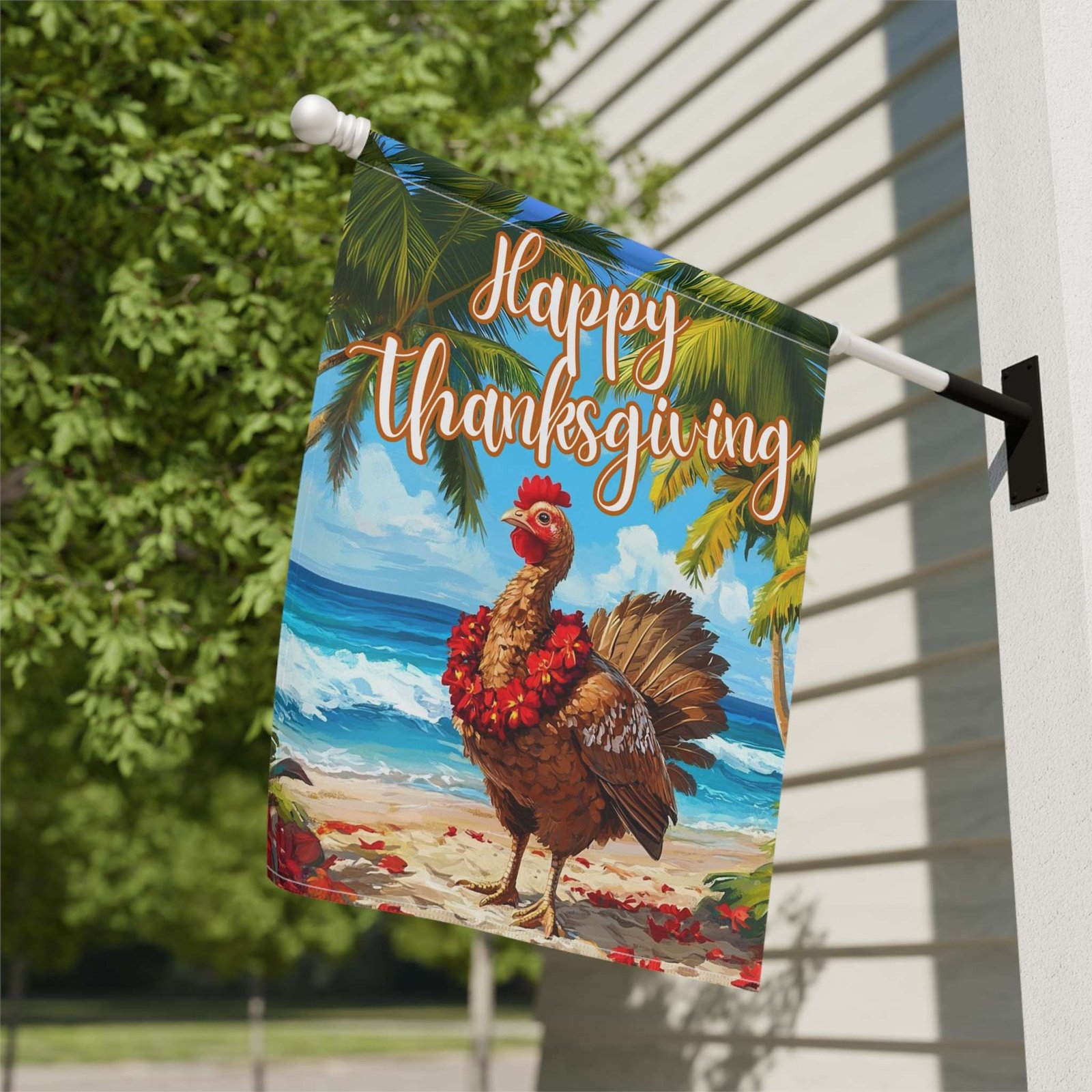 Happy Thanksgiving Aloha Turkey Garden Flag - Image 9