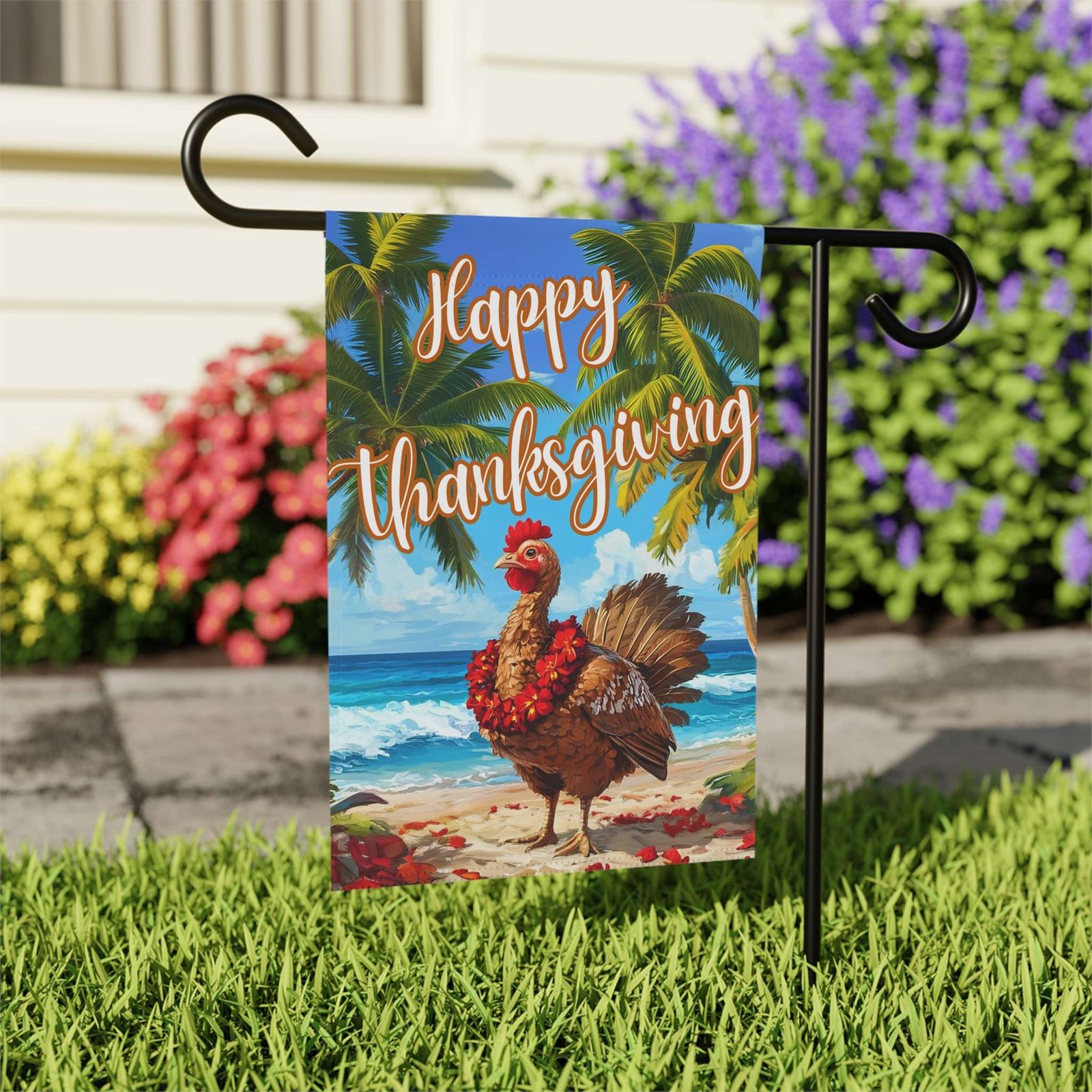 Happy Thanksgiving Aloha Turkey Garden Flag - Image 8
