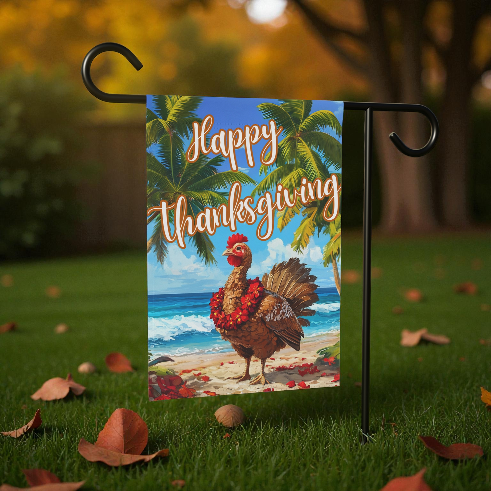 Happy Thanksgiving Aloha Turkey Garden Flag - Image 5