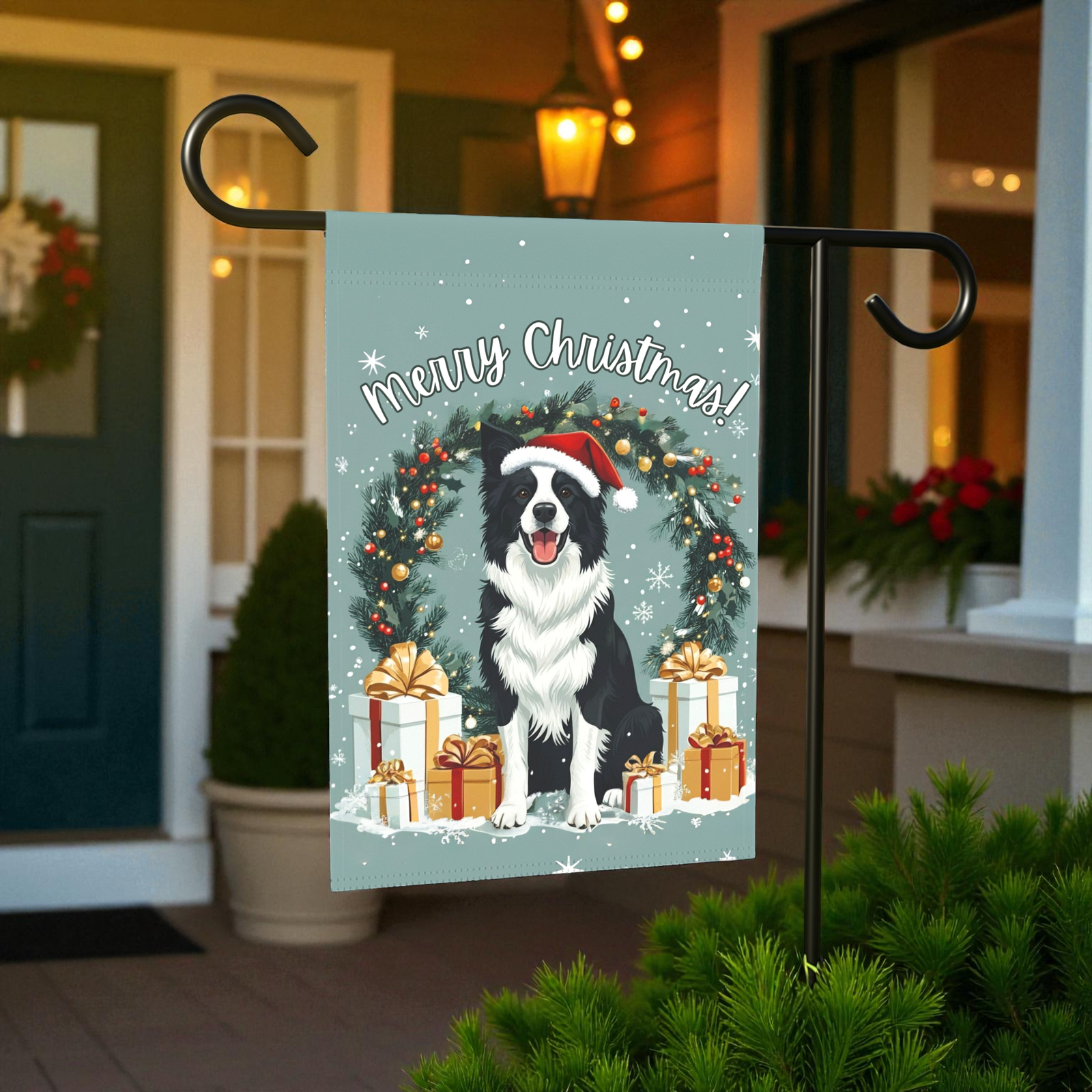 Merry Christmas Border Collie Garden Flag - Image 6