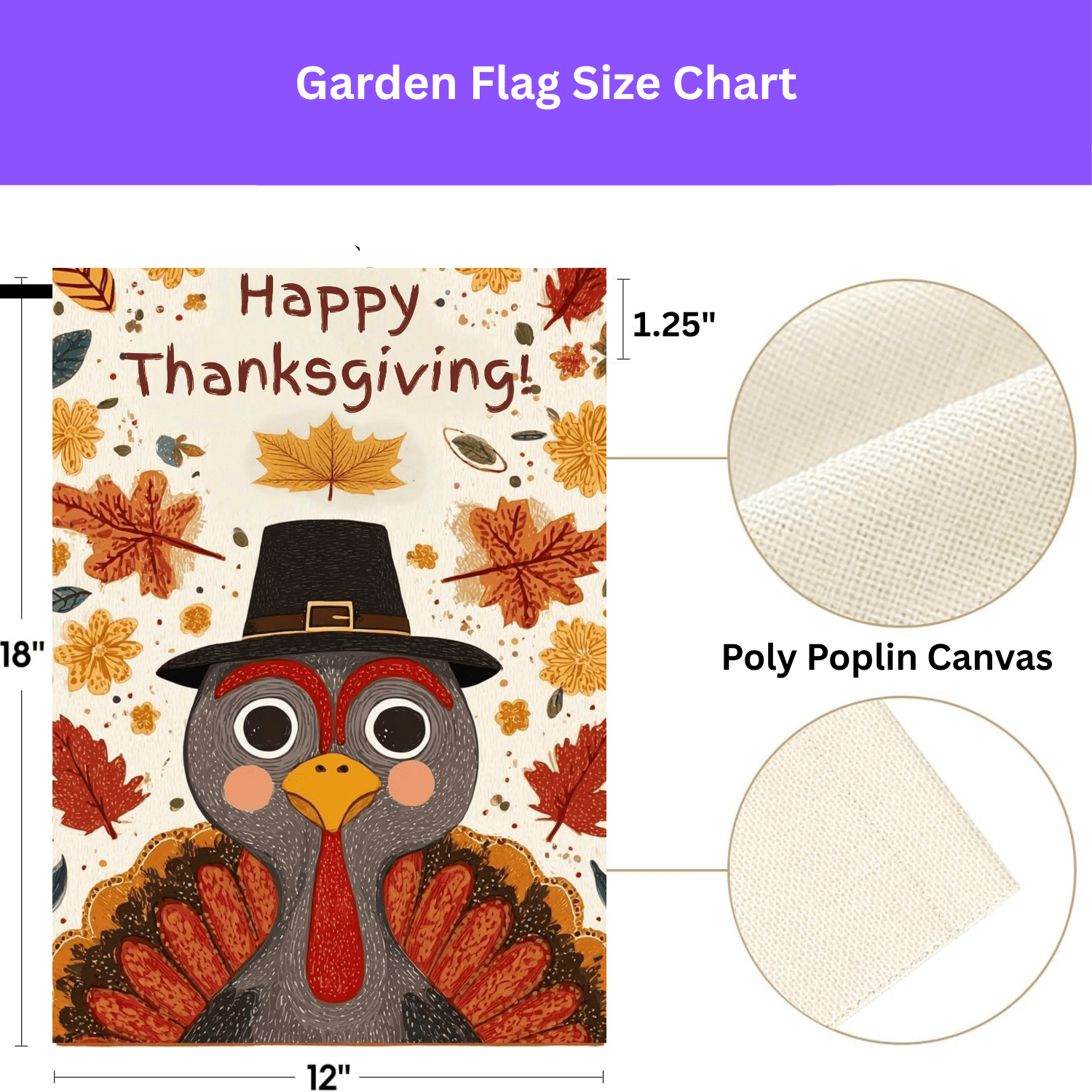 Happy Thanksgiving Pilgrim Hat Turkey Garden Flag - Image 4