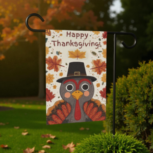 Happy Thanksgiving Pilgrim Hat Turkey Garden Flag