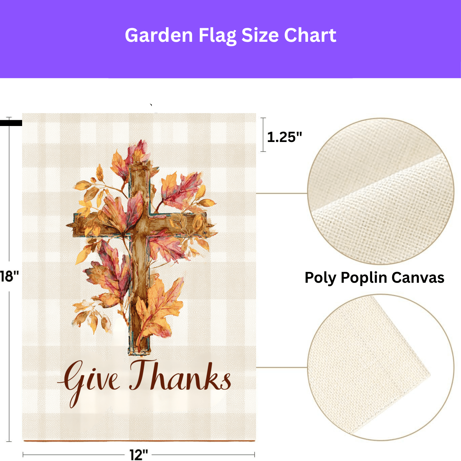 Give Thanks Fall Leaf Cross Garden Flag - Image 4