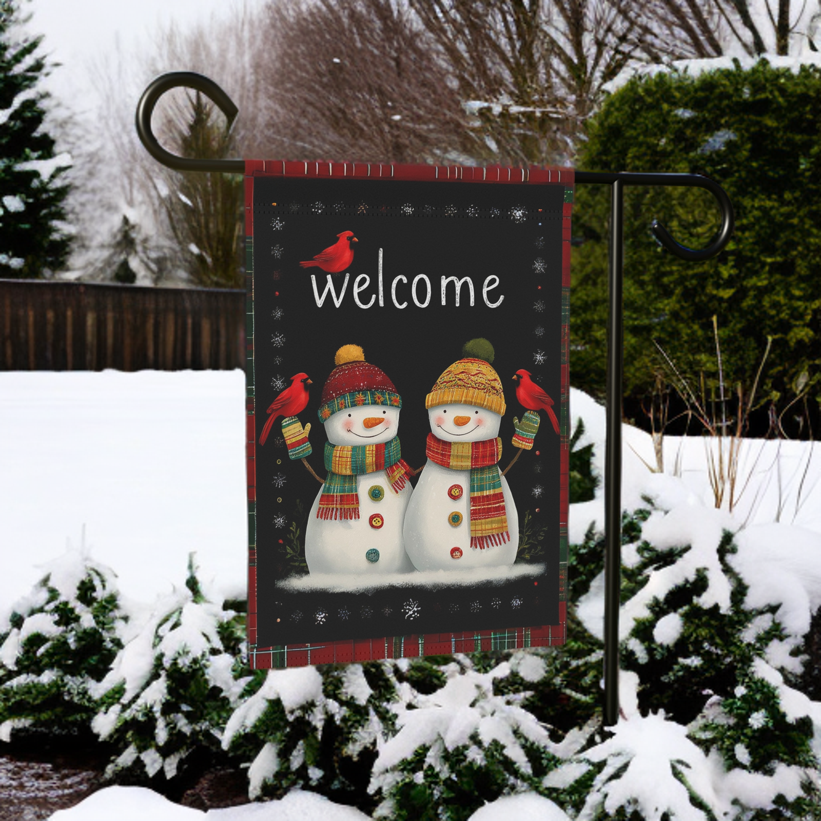 Two Snowman Winter Welcome Garden Flag - Image 7