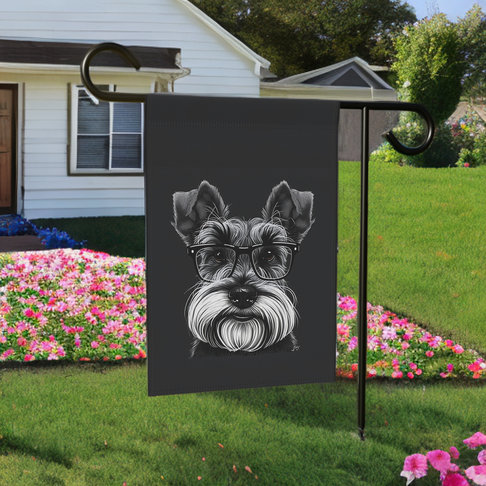 Black and White Schnauzer Garden Flag - Image 6