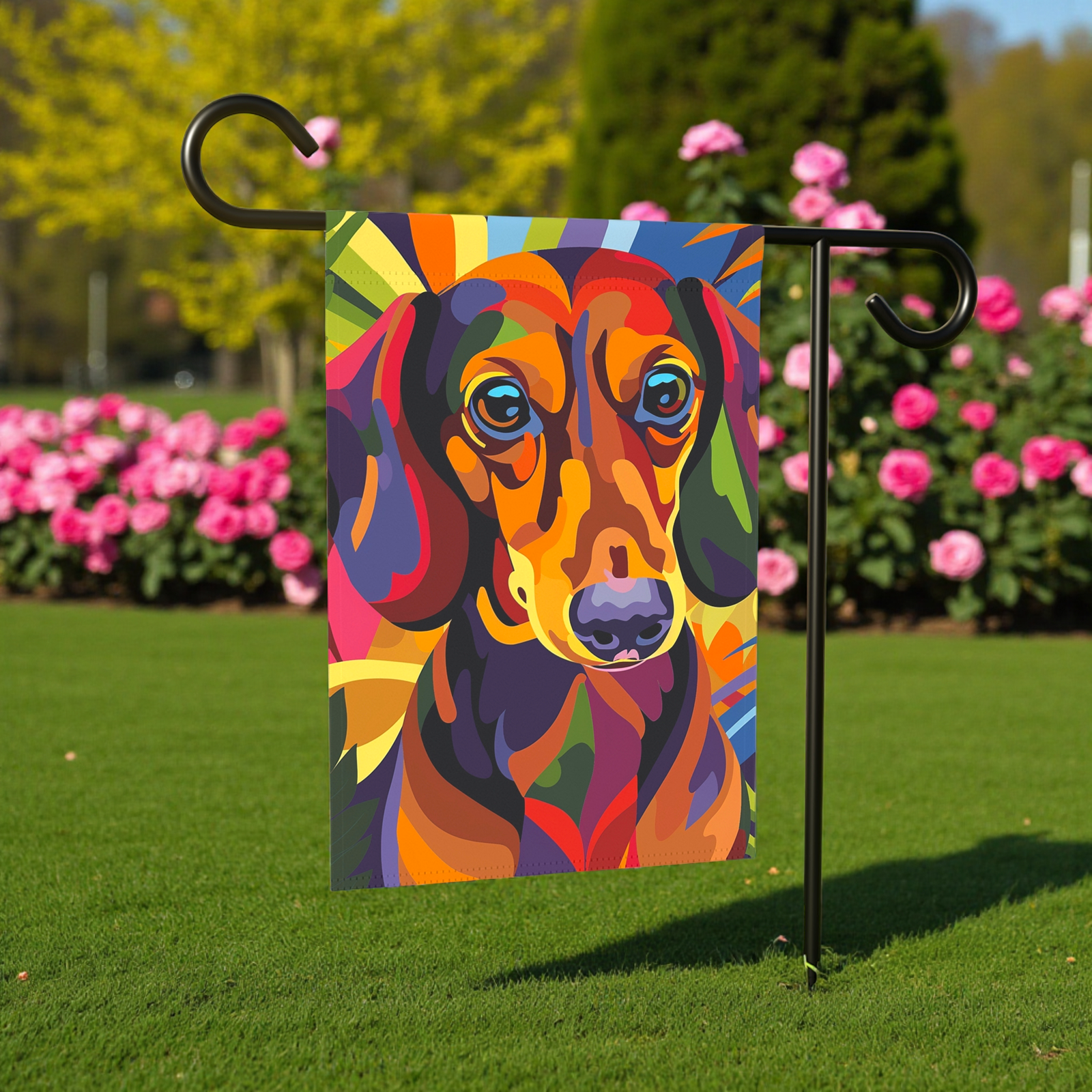 Abstract Colored Dachshund Garden Flag - Image 8