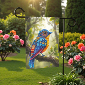 Colorful Abstract Bird Garden Flag