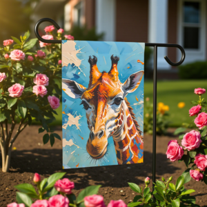 Painted Giraffe Garden Flag