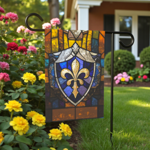 Stained Glass Fleur De Lis Garden Flag