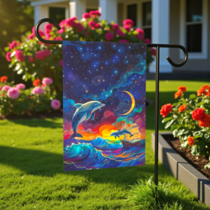 Abstract Sea Dolphin Garden Flag