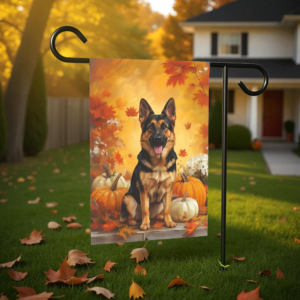 German Shepherd and Pumpkins Fall Garden Flag