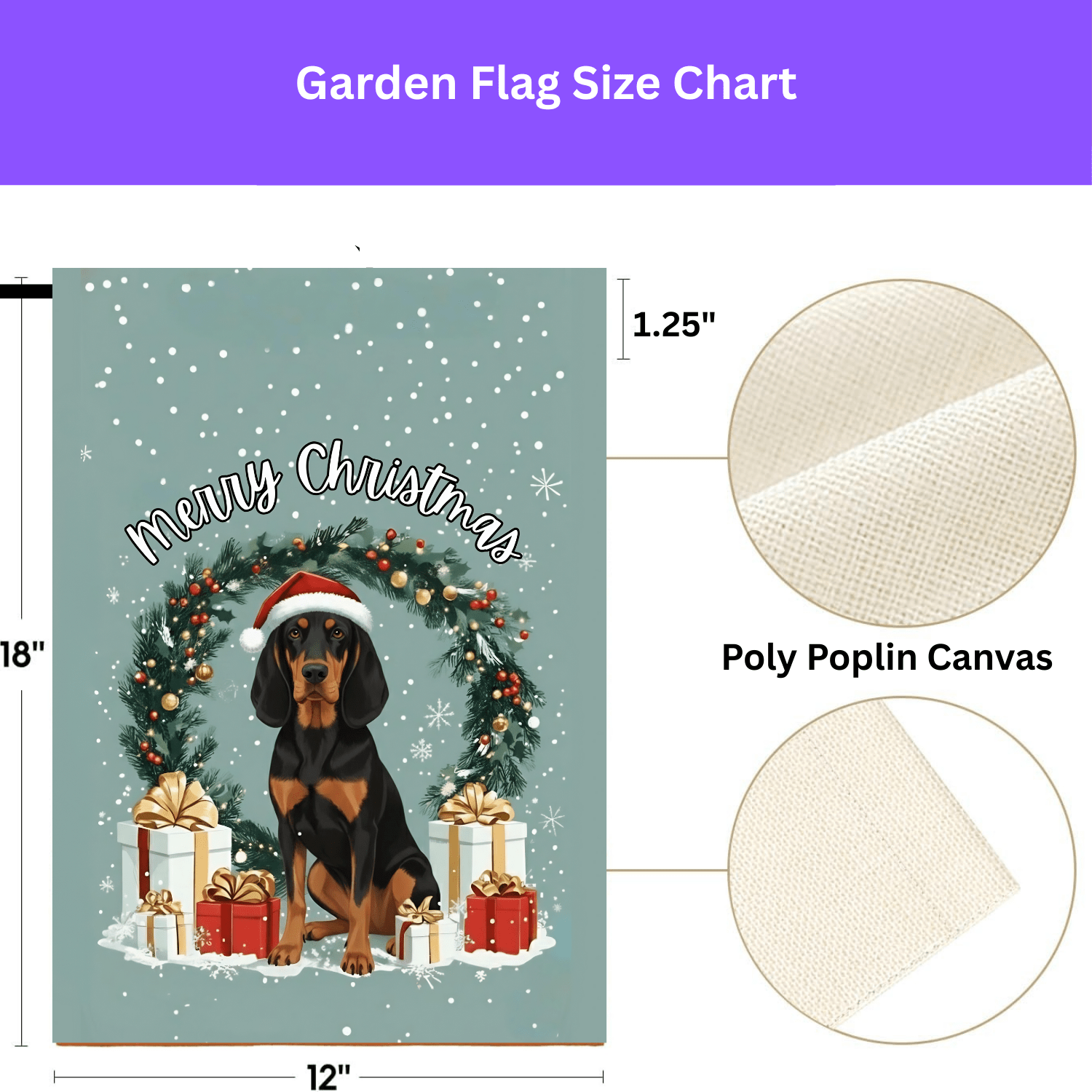 Merry Christmas Black and Tan Coonhound Garden Flag - Image 4