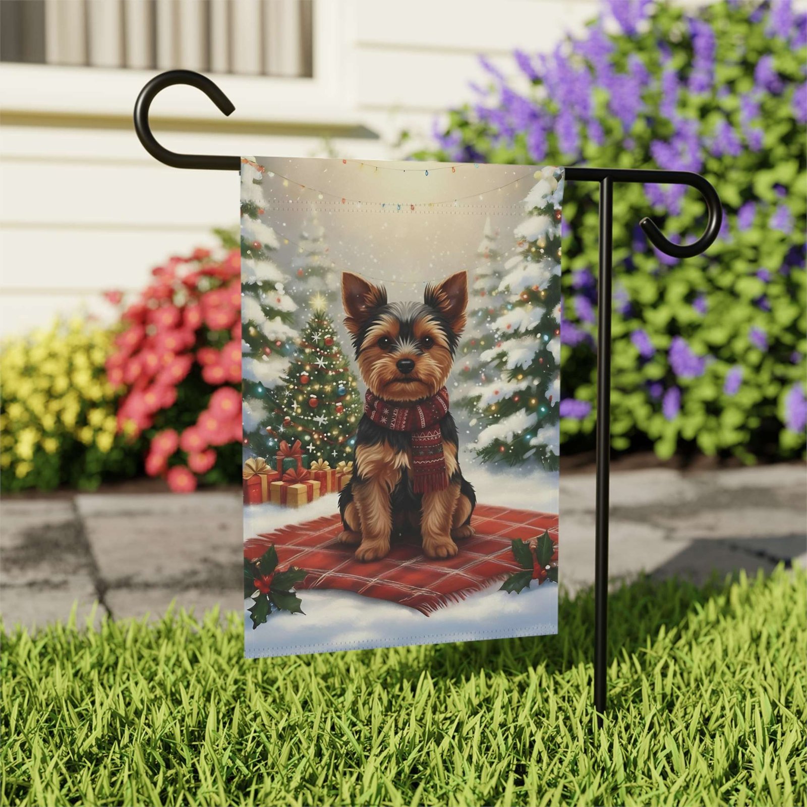 Christmas Tree and Presents Yorkshire Terrier Garden Flag - Image 7