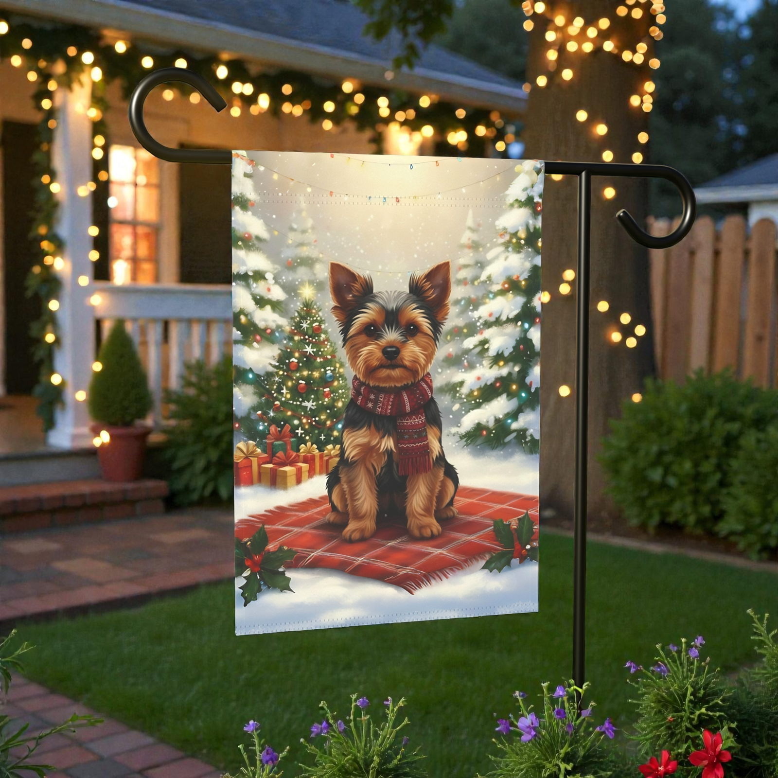 Christmas Tree and Presents Yorkshire Terrier Garden Flag - Image 5