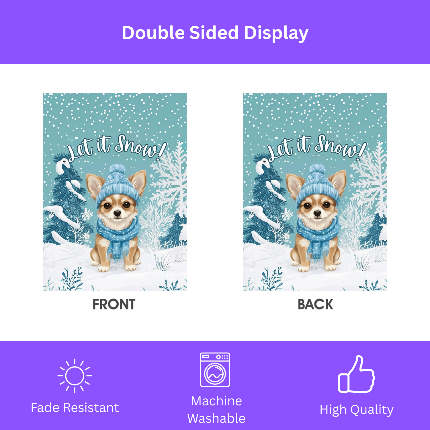 Let It Snow Chihuahua Garden Flag - Image 2