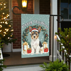 Merry Christmas Biewer Terrier Garden Flag