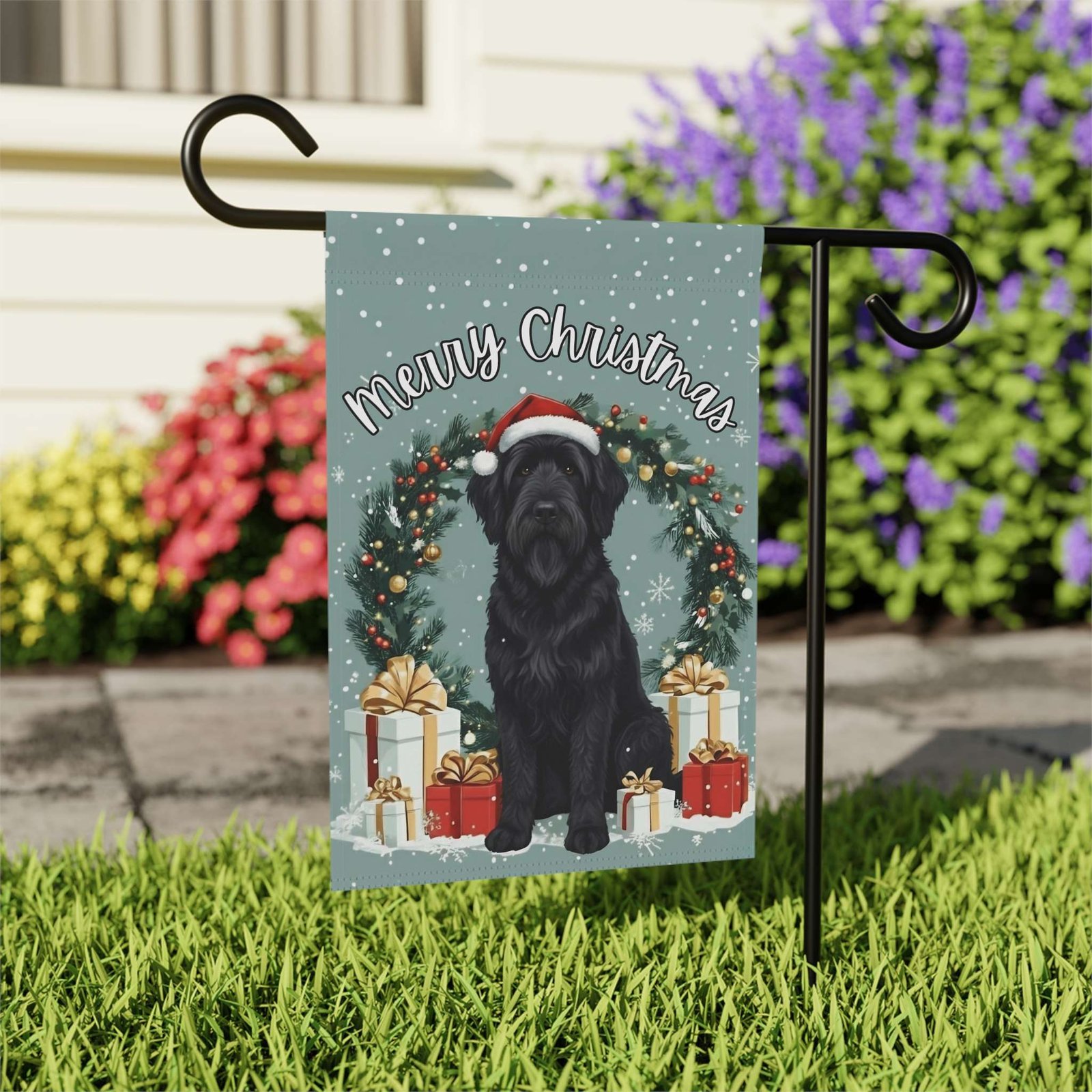 Merry Christmas Black Russian Terrier Garden Flag - Image 8