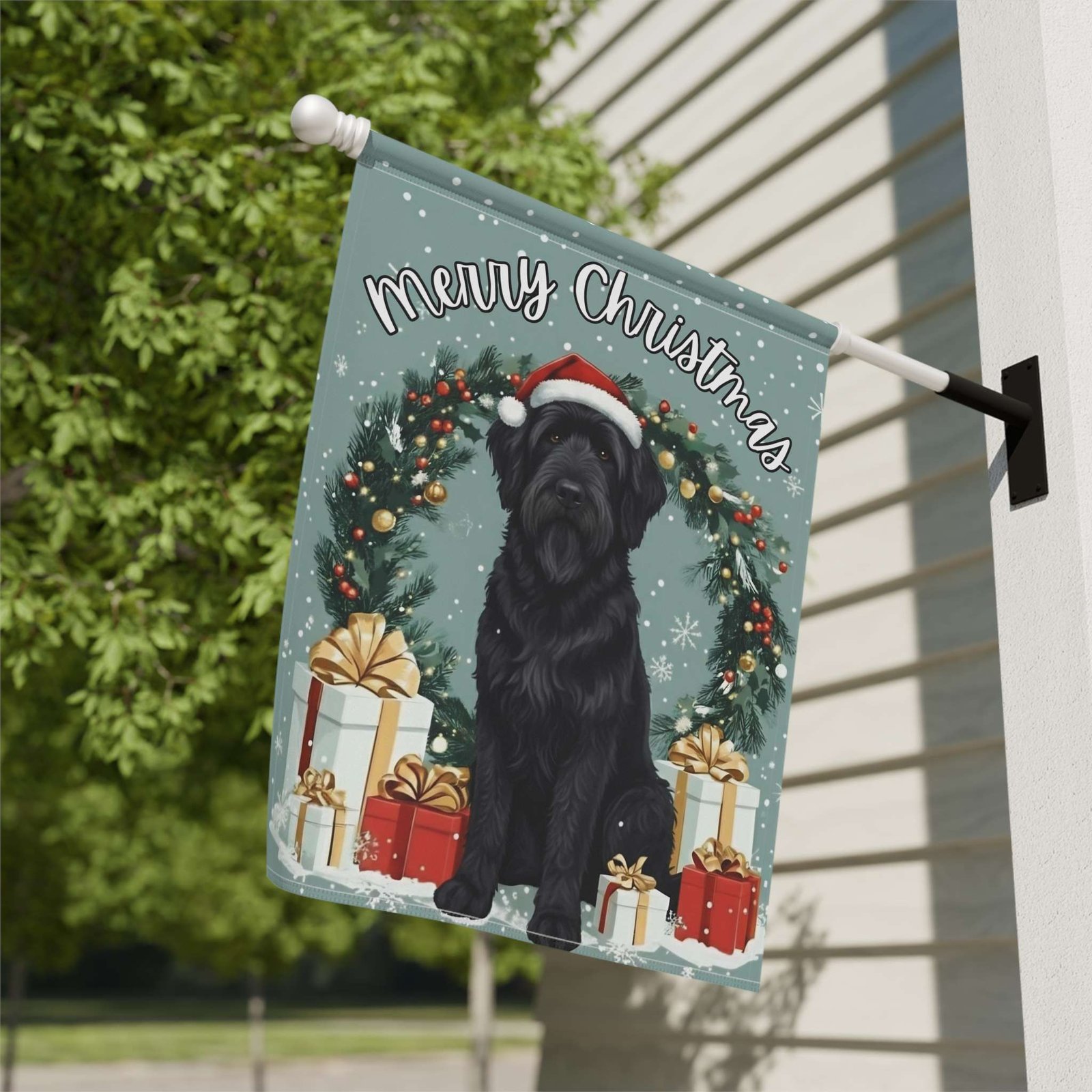 Merry Christmas Black Russian Terrier Garden Flag - Image 9