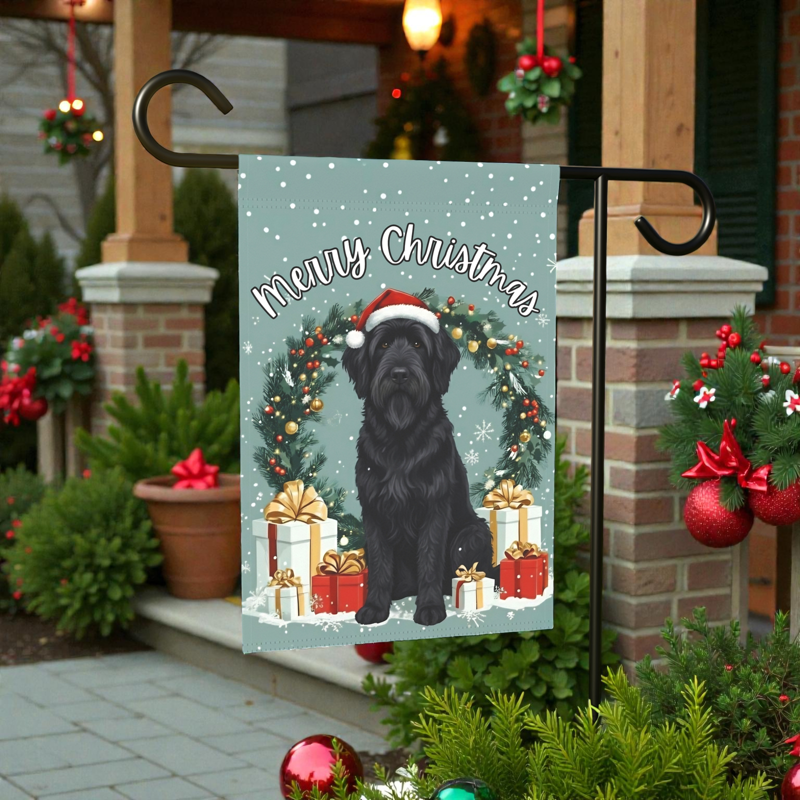 Merry Christmas Black Russian Terrier Garden Flag - Image 6