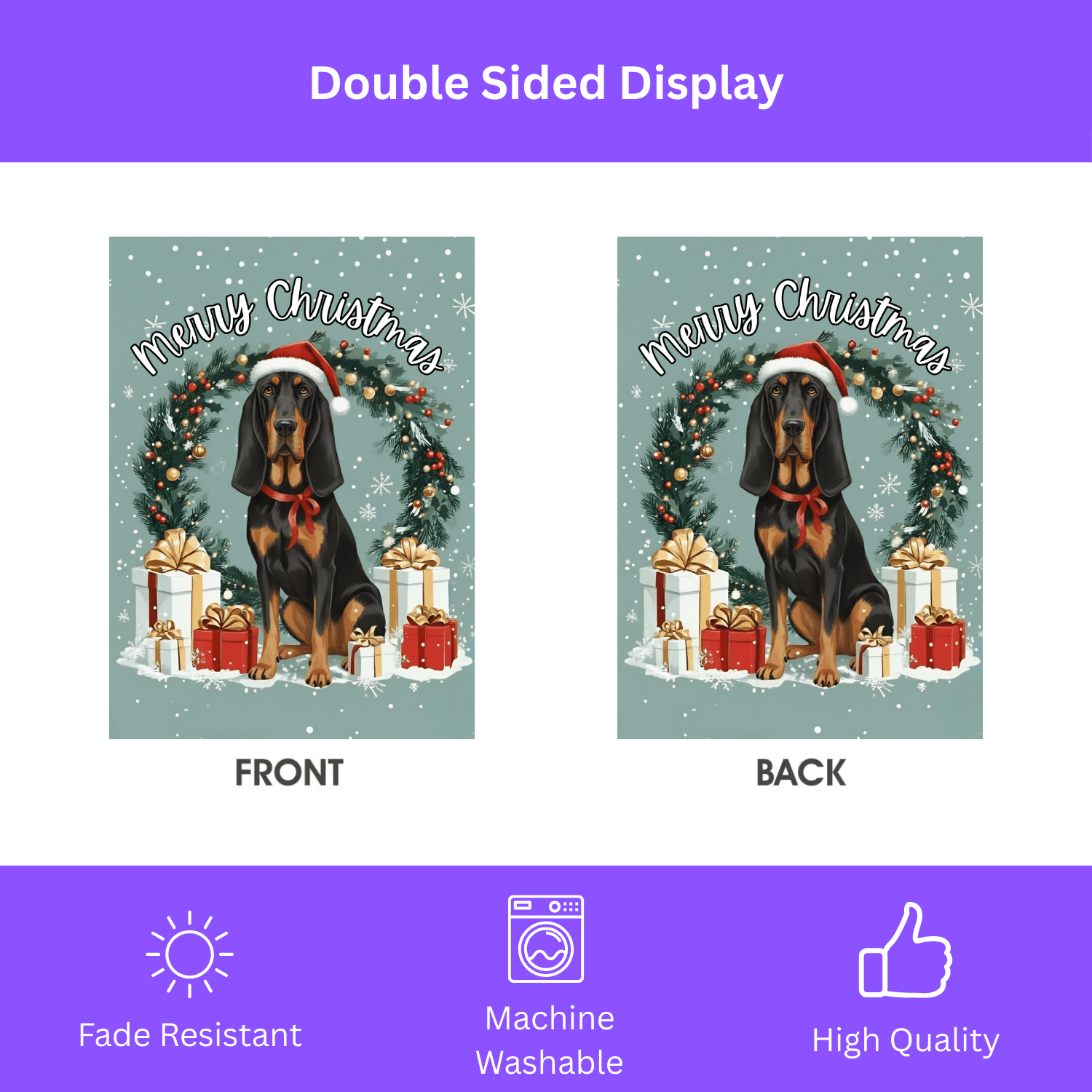 Merry Christmas Bloodhound Garden Flag - Image 2