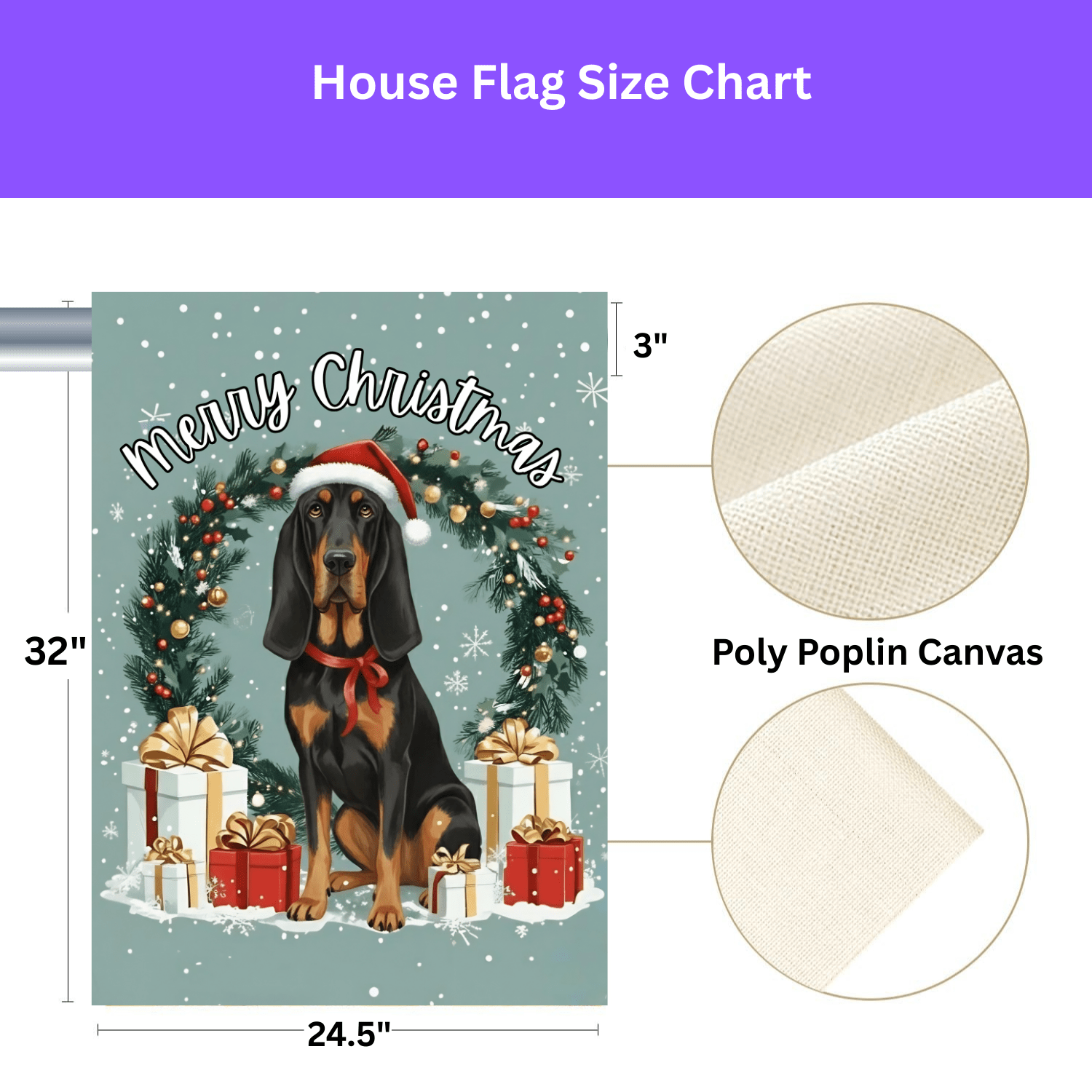 Merry Christmas Bloodhound Garden Flag - Image 3