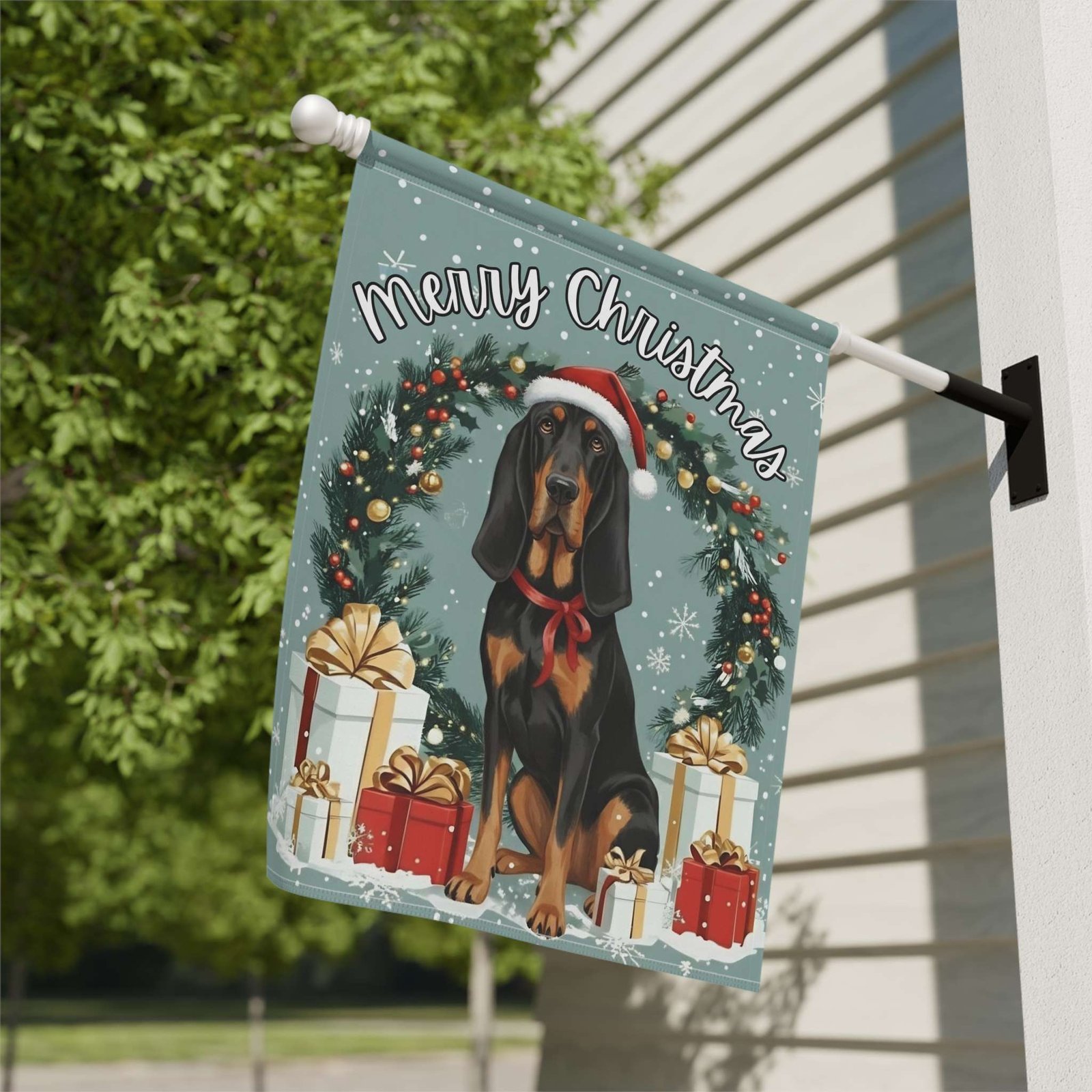 Merry Christmas Bloodhound Garden Flag - Image 9