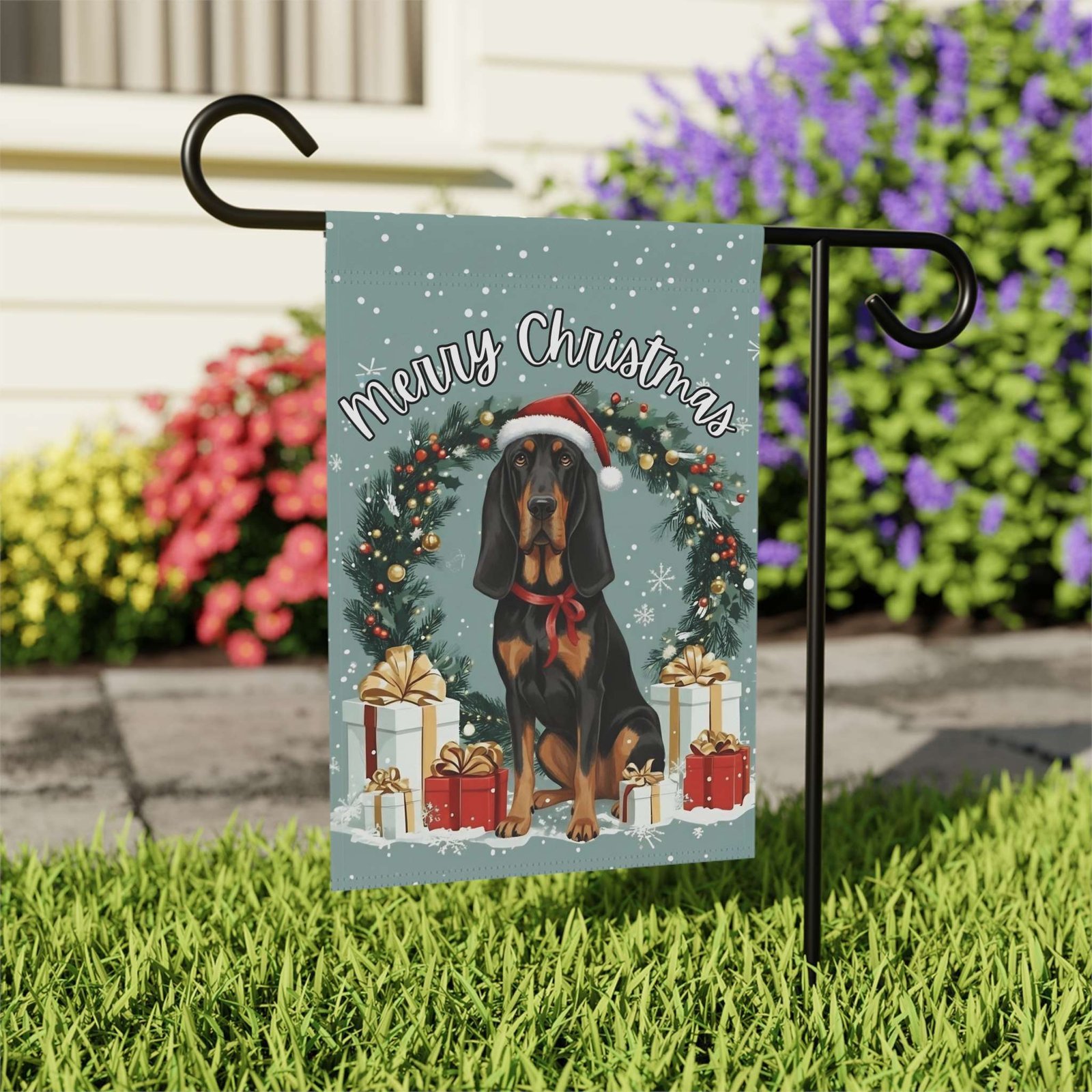Merry Christmas Bloodhound Garden Flag - Image 8