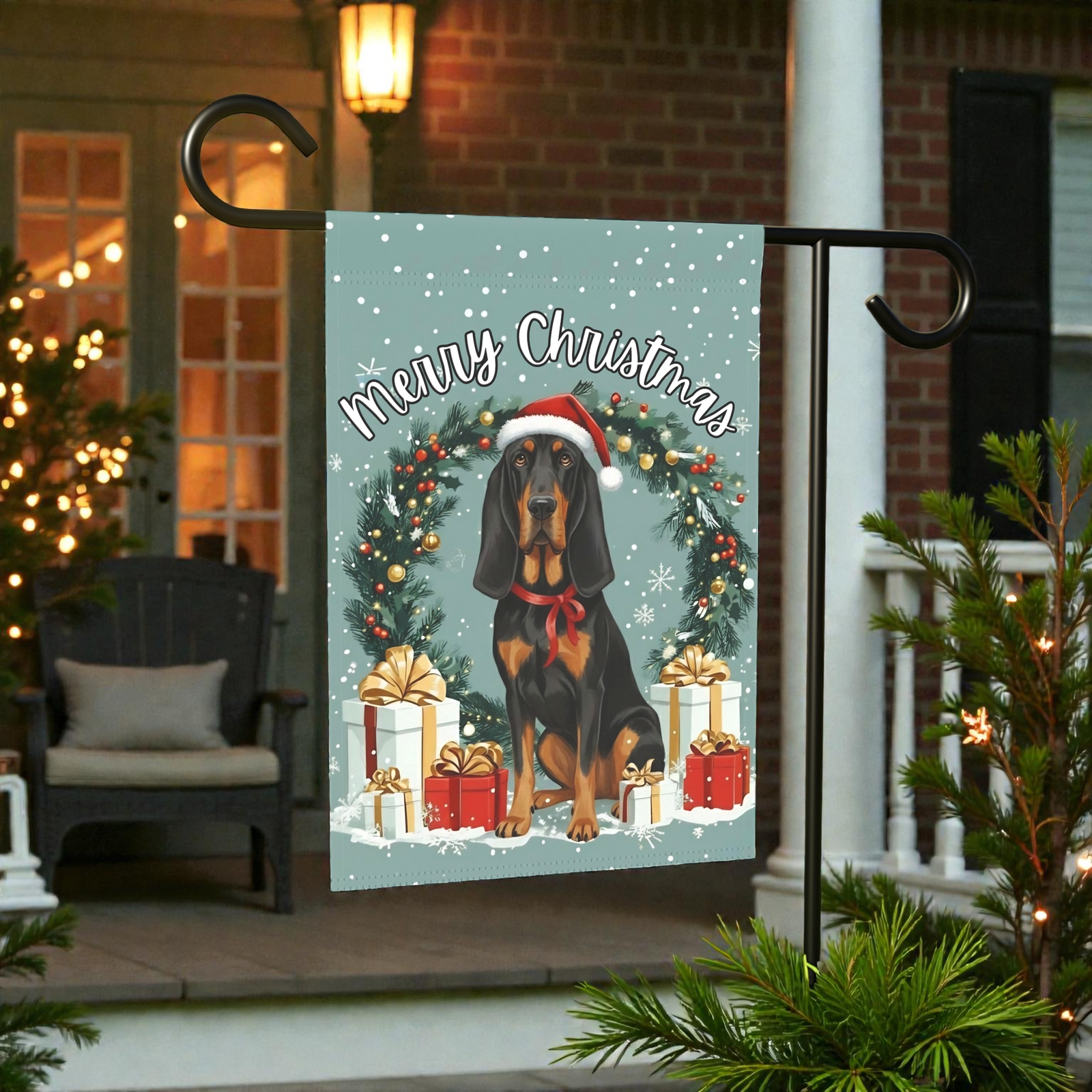 Merry Christmas Bloodhound Garden Flag - Image 5