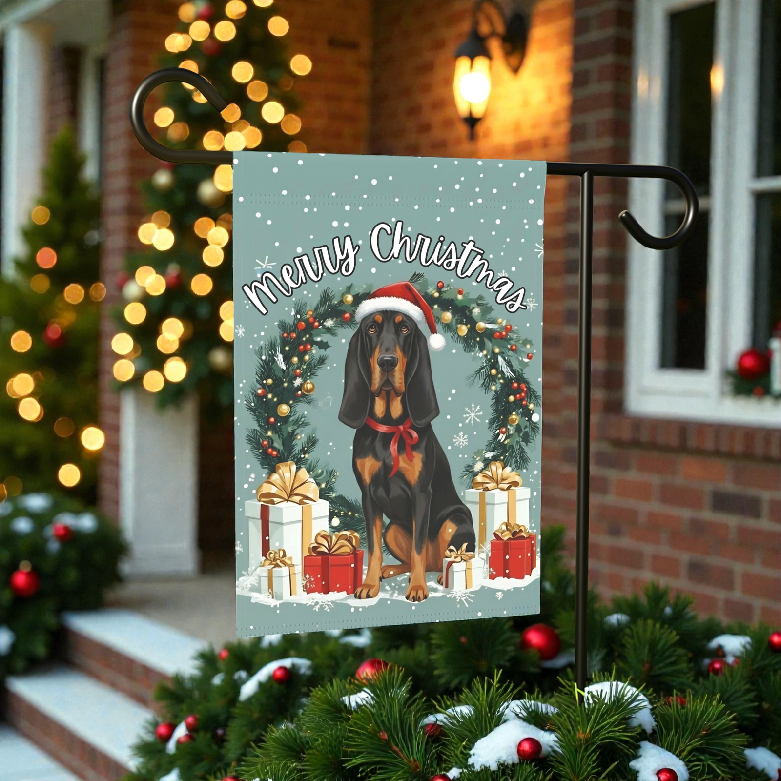 Merry Christmas Bloodhound Garden Flag - Image 7