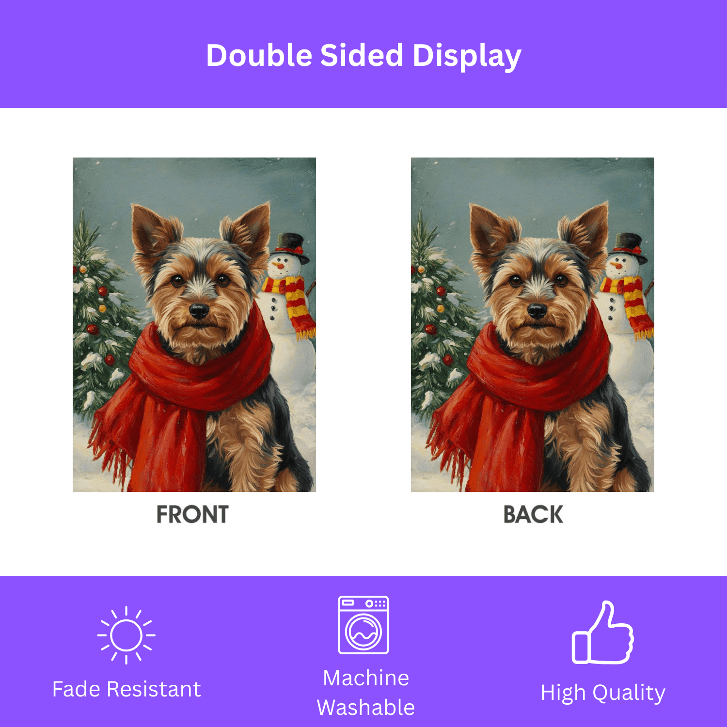 Red Scarf Yorkshire Terrier Christmas Garden Flag - Image 2