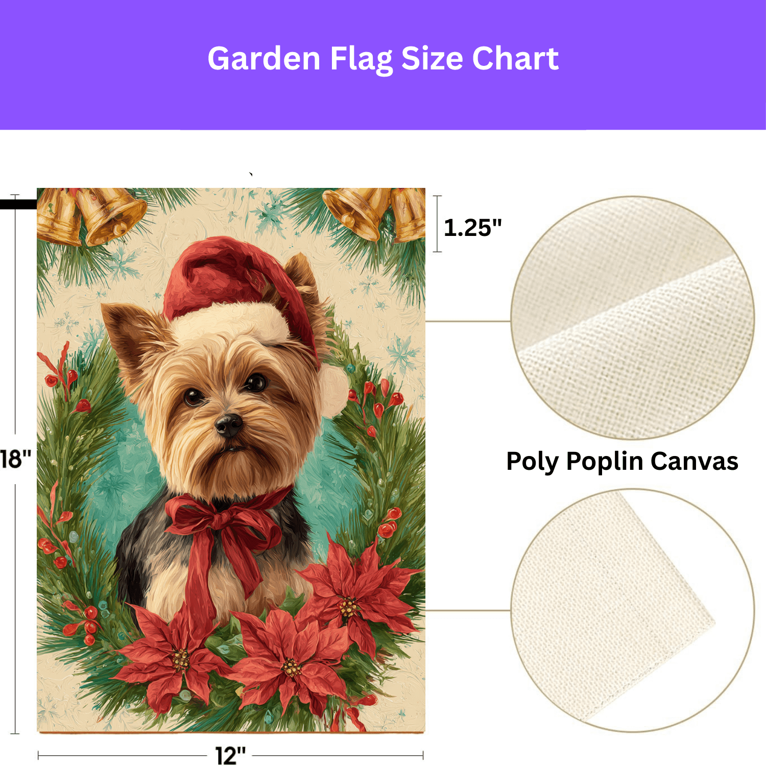 Santa Hat and Bow Yorkshire Terrier Christmas Garden Flag - Image 3