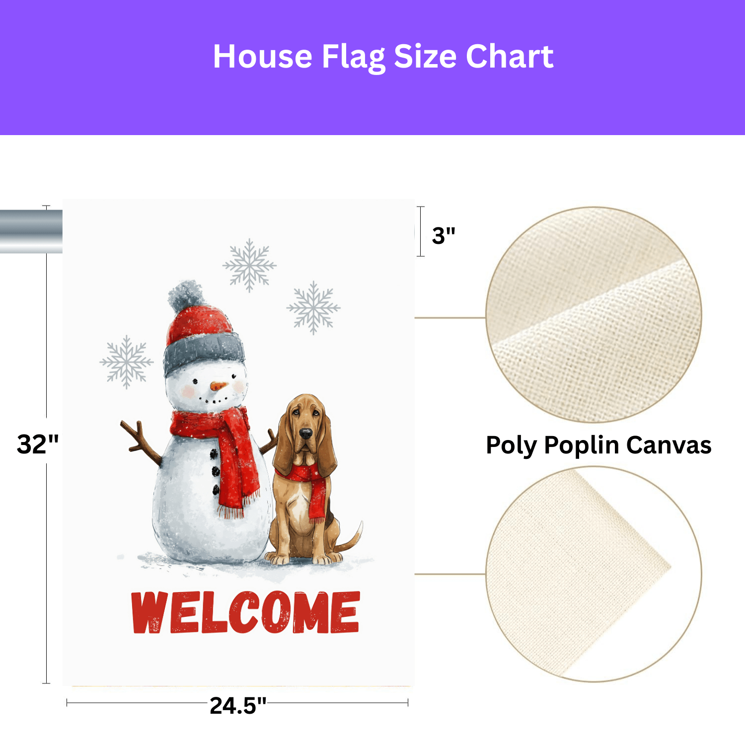 Bloodhound and Snowman Welcome Garden Flag - Image 3