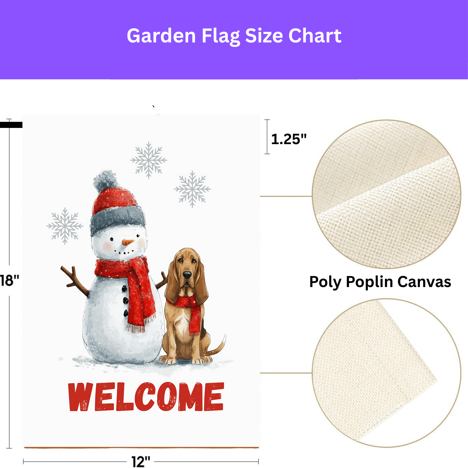 Bloodhound and Snowman Welcome Garden Flag - Image 4