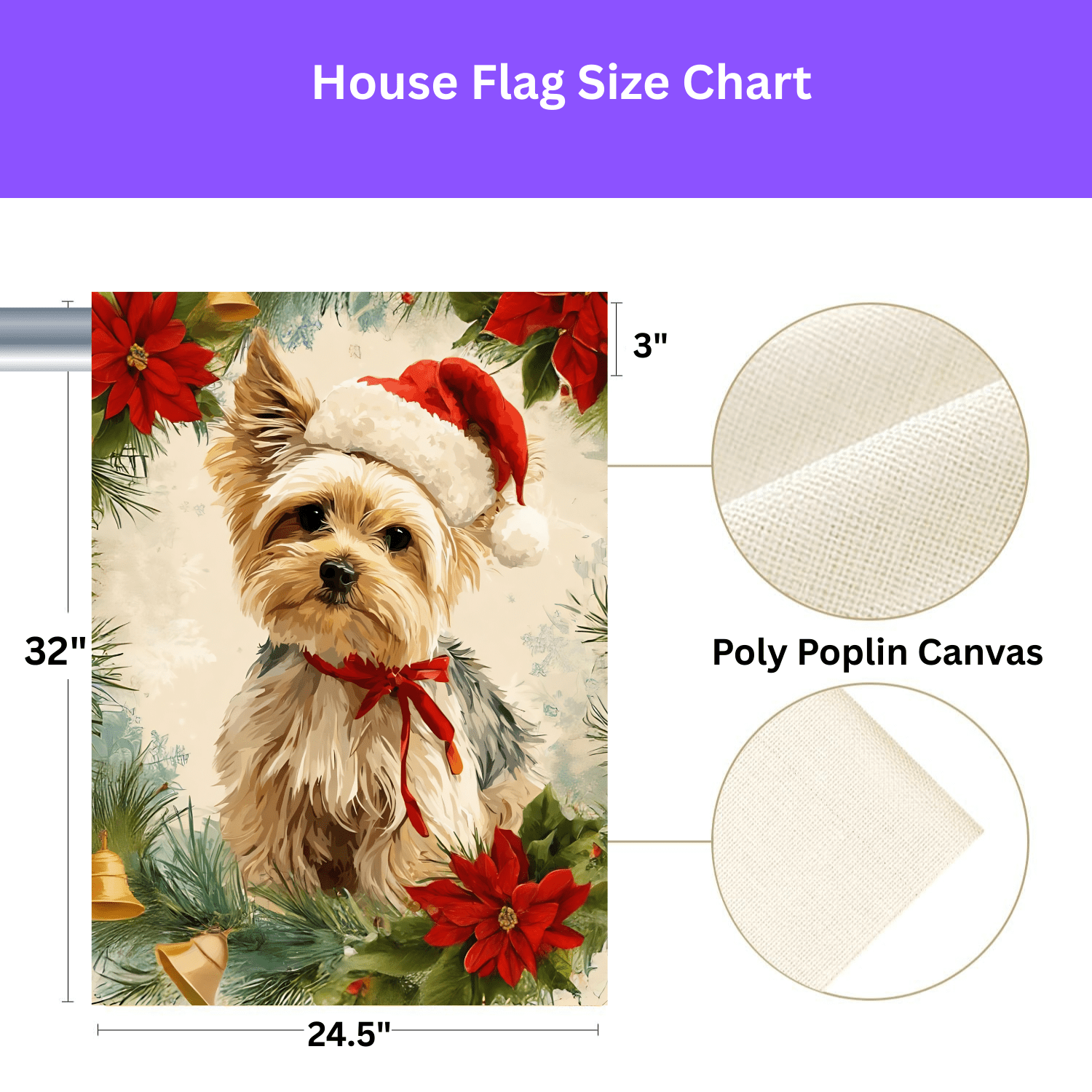 Yorkshire Terrier Poinsettia Wreath Garden Flag - Image 3