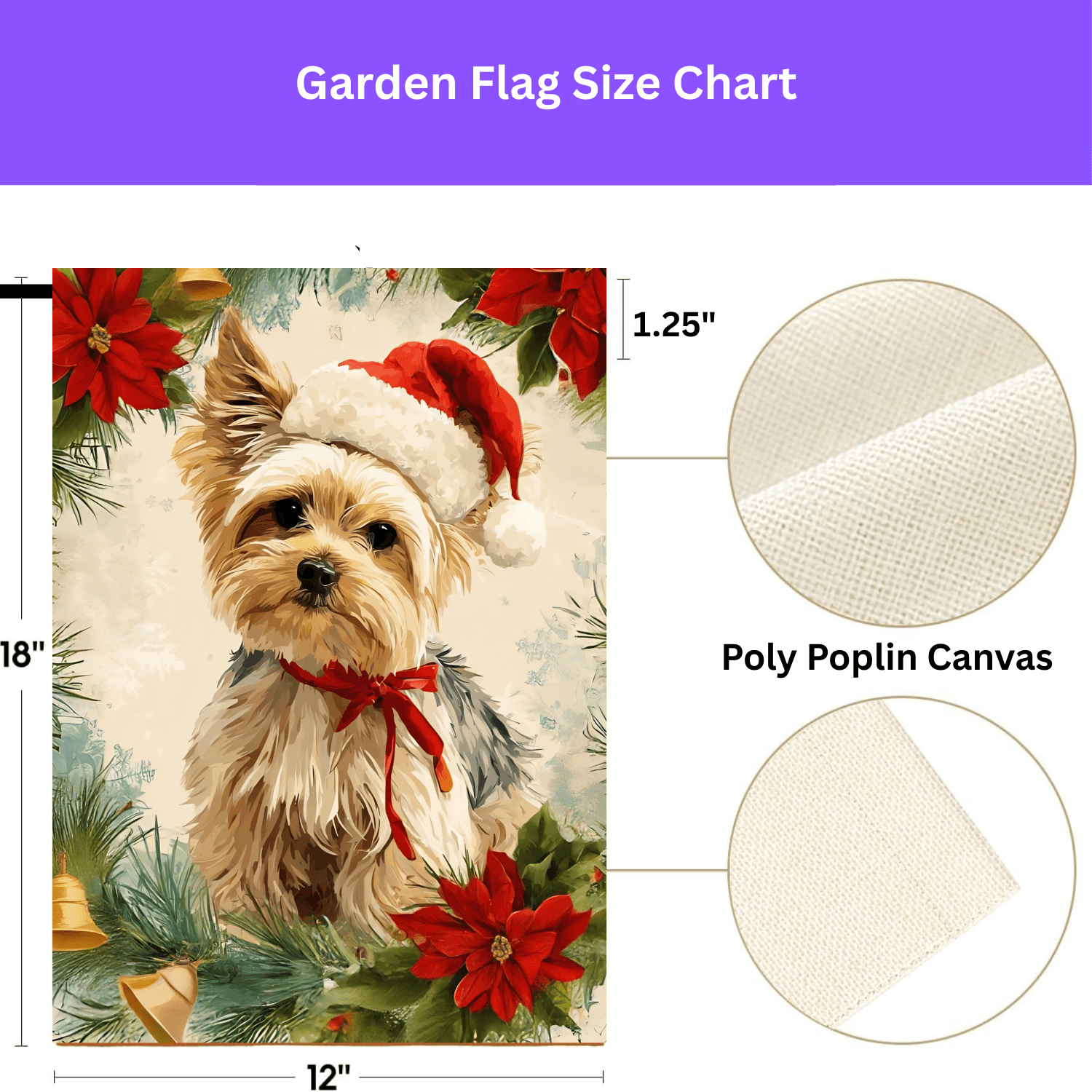 Yorkshire Terrier Poinsettia Wreath Garden Flag - Image 4