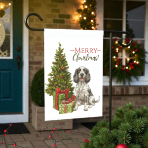 Blue Picardy Spaniel and Present Christmas Garden Flag