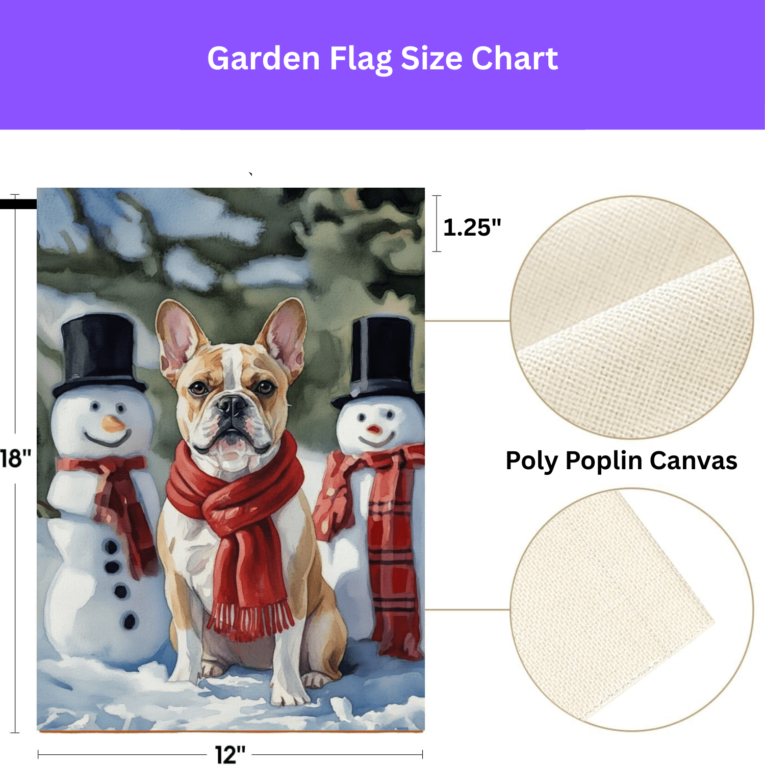 French Bulldog and Snowmen Christmas Garden Flag - Image 4
