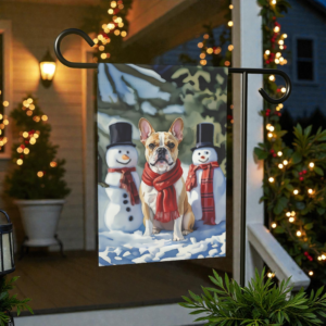 French Bulldog and Snowmen Christmas Garden Flag