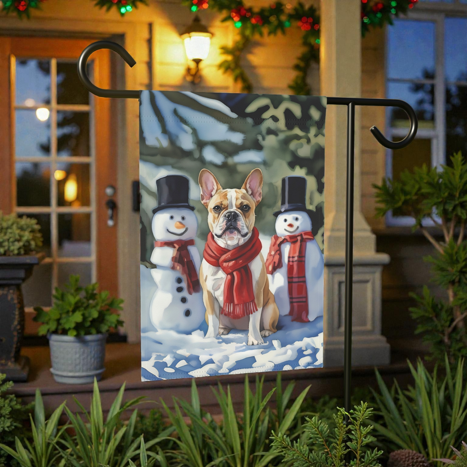 French Bulldog and Snowmen Christmas Garden Flag - Image 7