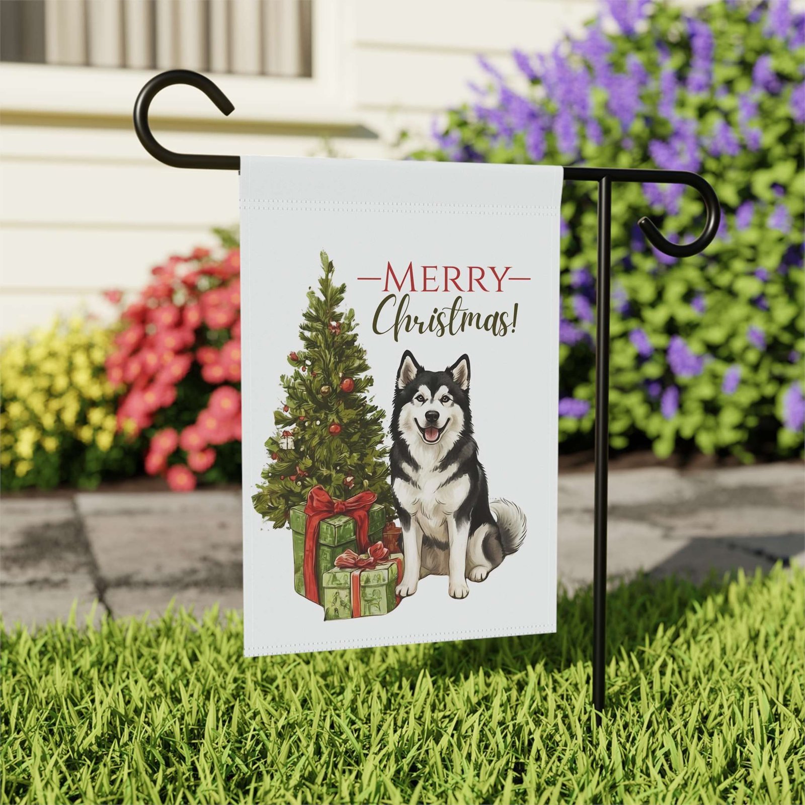 Alaskan Malamute and Presents Christmas Garden Flag - Image 8