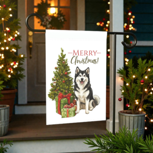 Alaskan Malamute and Presents Christmas Garden Flag