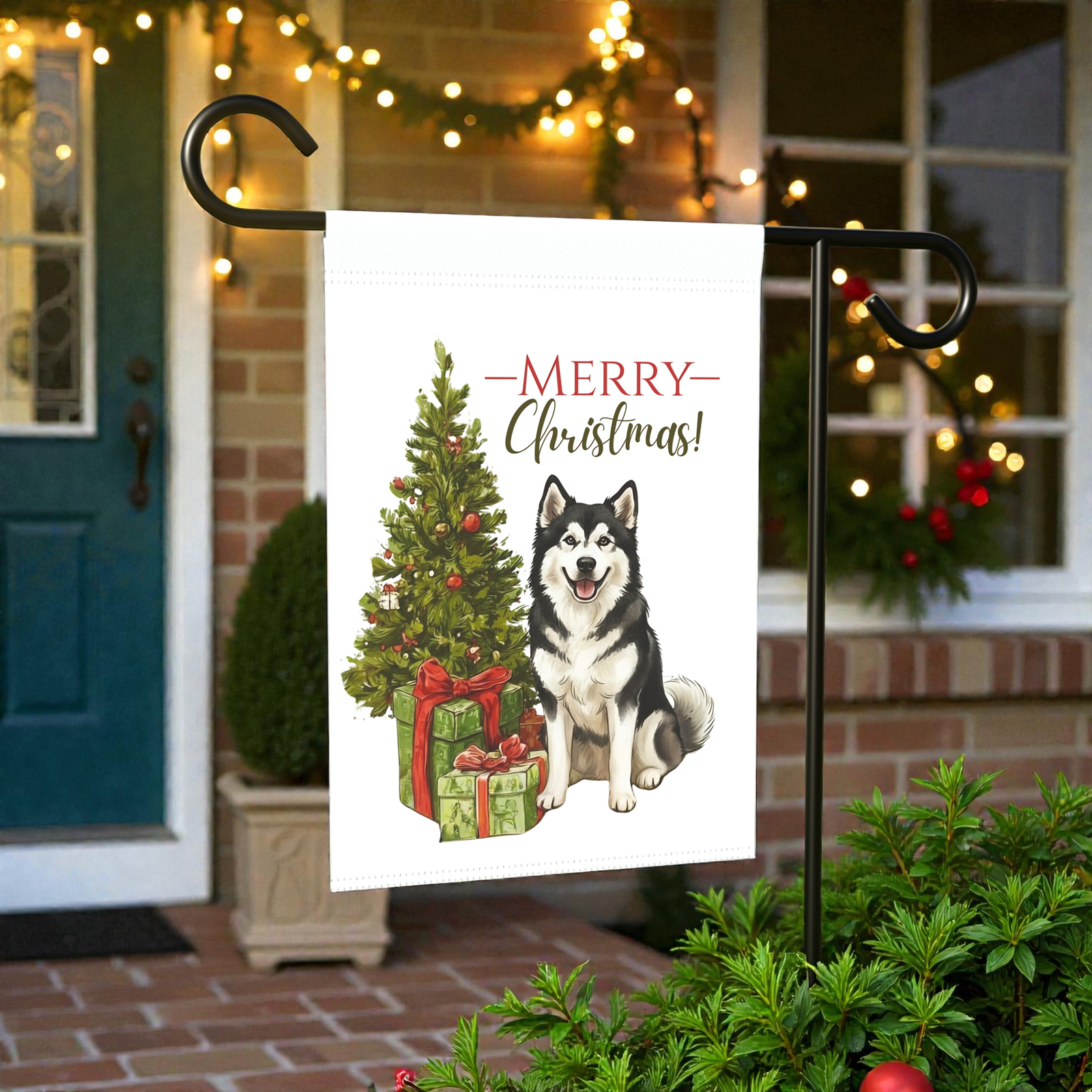 Alaskan Malamute and Presents Christmas Garden Flag - Image 5