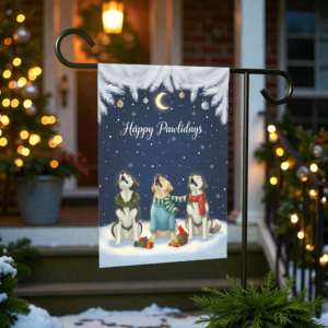 Happy Pawlidays Alaskan Malamutes and Labrador Retriever Garden Flag