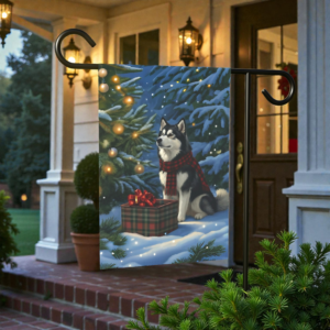 Alaskan Malamute Christmas Present Garden Flag
