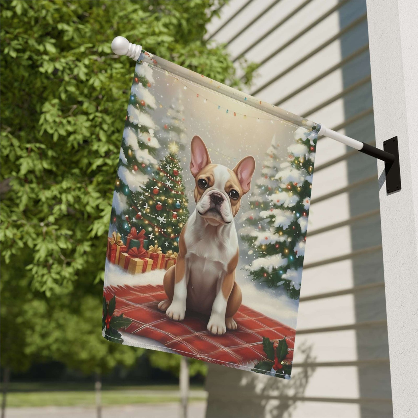 Christmas Tree and Presents French Bulldog Garden Flag - Image 9